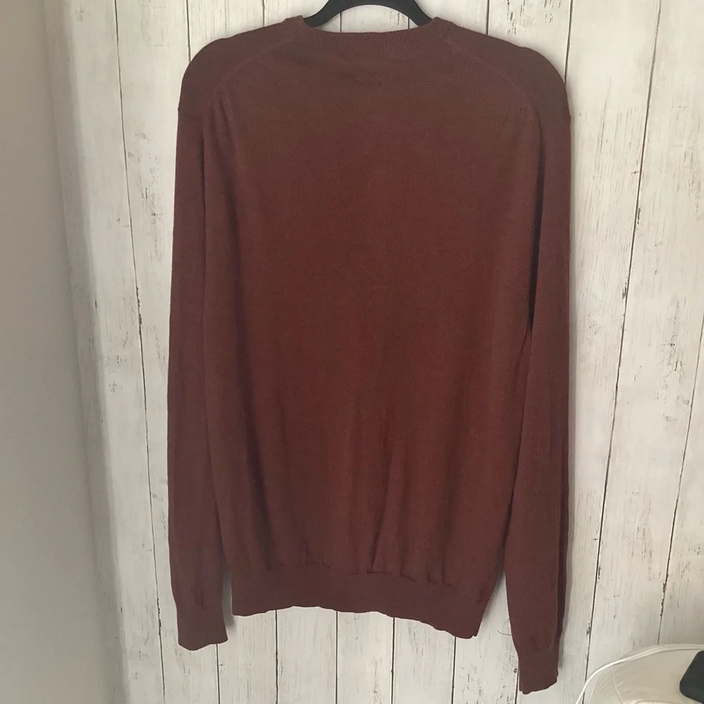 Jos A Bank V Neck Wool Mens Sweaters Orange and Tan Bundle of Two XL